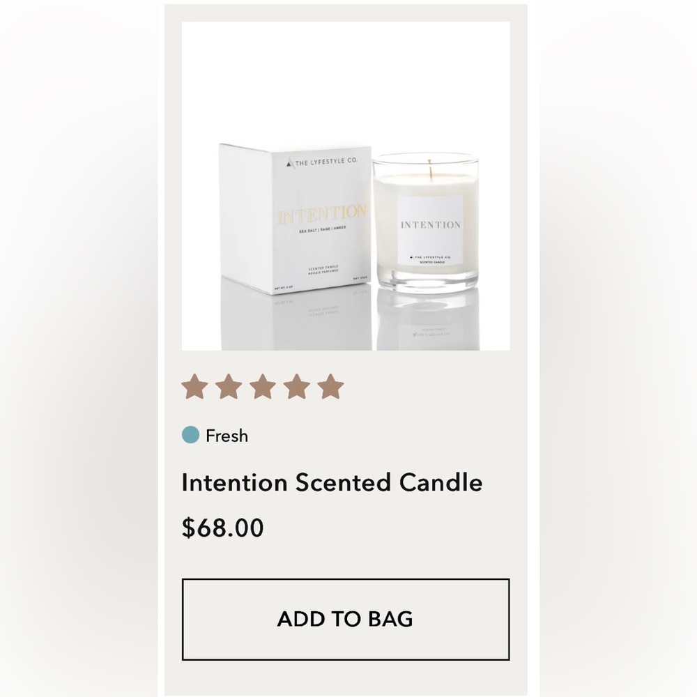 The Lyfestyle Co Intention 8 oz Candle Sea Salt Sage Amber Luxury NIB - Picture 4 of 5